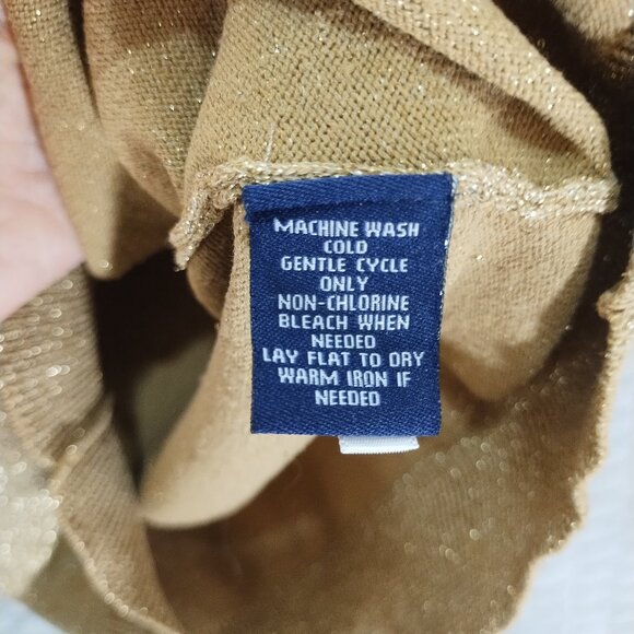 Chaps Metallic Gold Ruffle Collar Sweater-Sz M - Picture 5 of 8